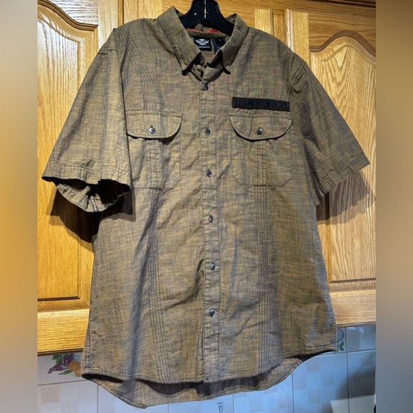 Harley-Davidson Motorcycles Brown Casual Button Down Short Sleeve Shirt Men’s XL - Picture 6 of 7